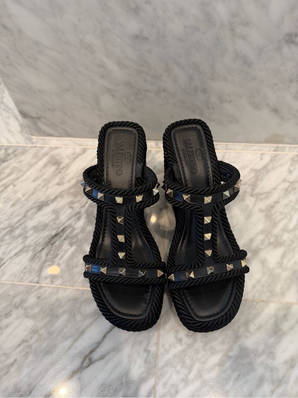 Valentino Rockstud Torchon Rope Wedge Size 37 - Picture 2 of 4